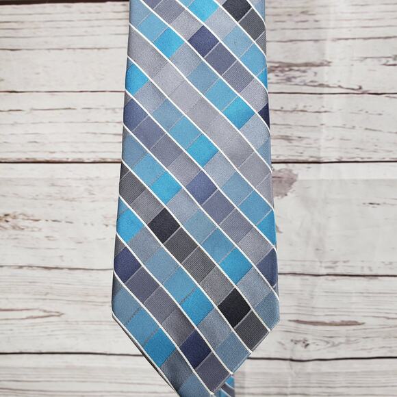 Van Heusen Men's Blue Gray 100%Silk Neck Tie - Picture 1 of 7